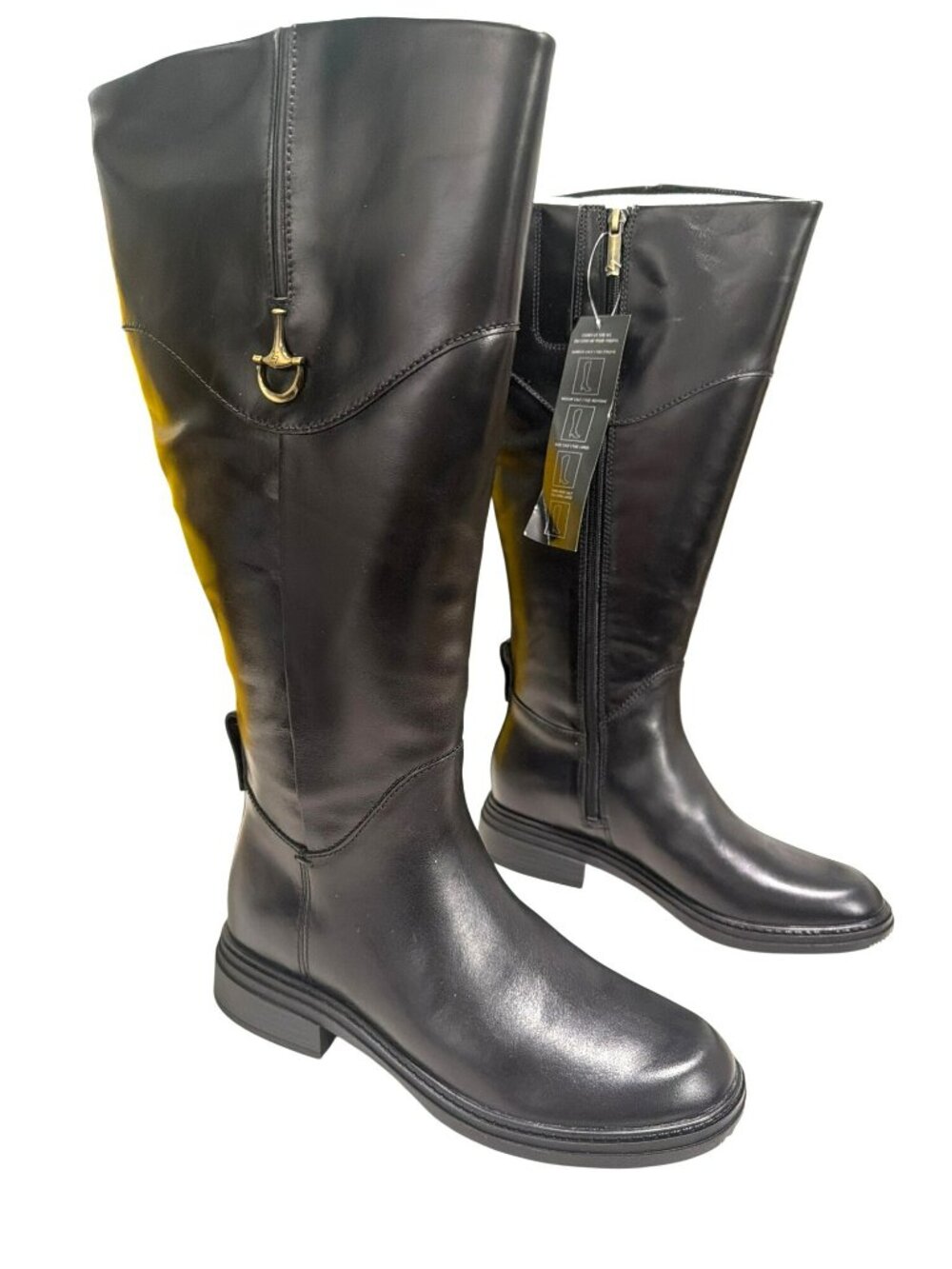 Naturlizer Leather Black Knee-High Riding Boots Size 8.5 Wide Calf New